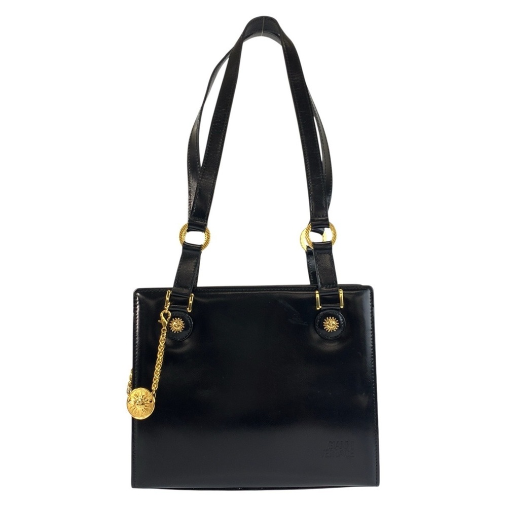 VERSACE Sunburst Black Enamel Shoulder Bag/Tote Bag for Women